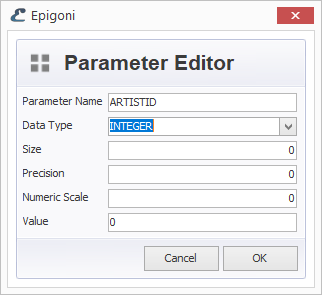 Dataset Parameter – ARTISTID – Edit