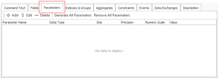 Dataset Parameters Tab