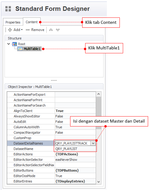 FRM_PLAYLIST – Dataset Master dan Detail