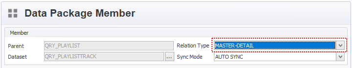 PKG_PLAYLIST Relation Type – Master Detail